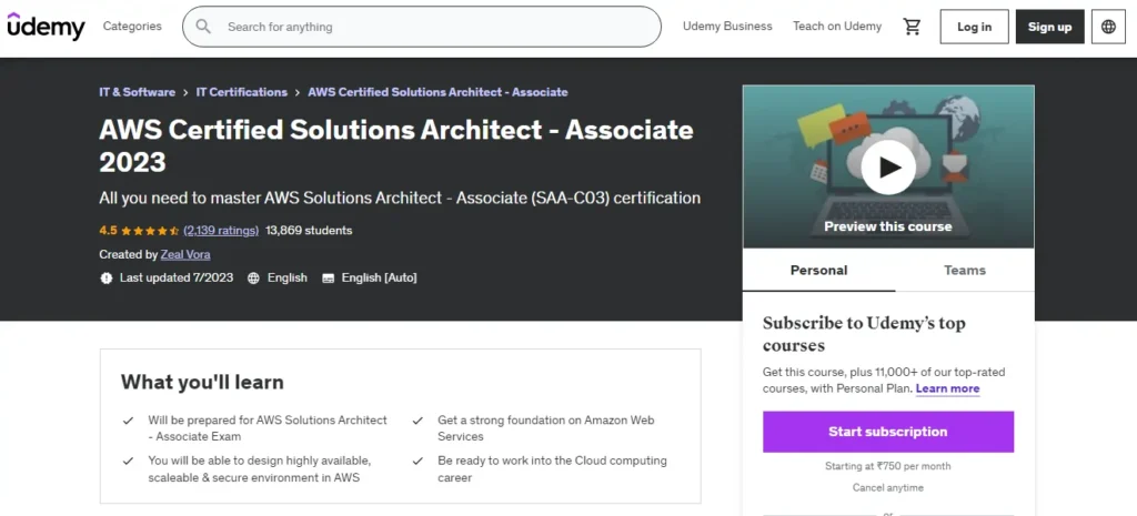 AWS Certified Solutions Architect - Associate 2023