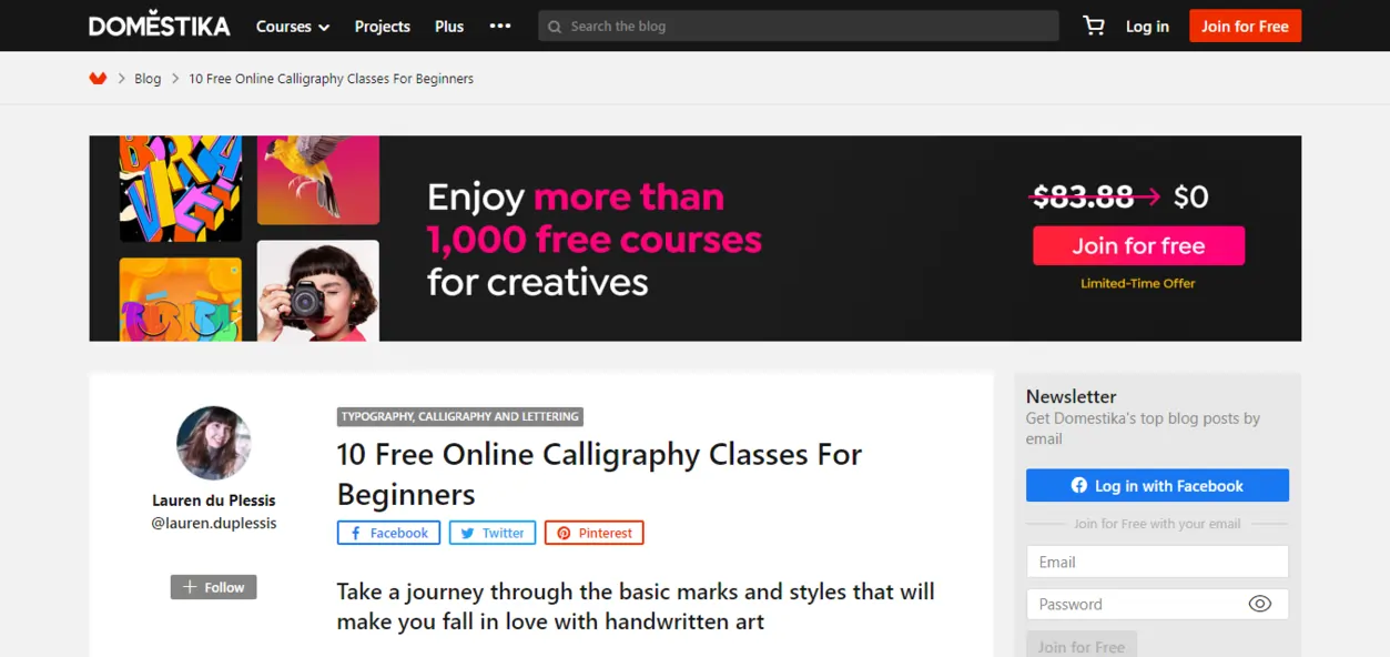 Domestika - 10 Calligraphy Classes for Beginners