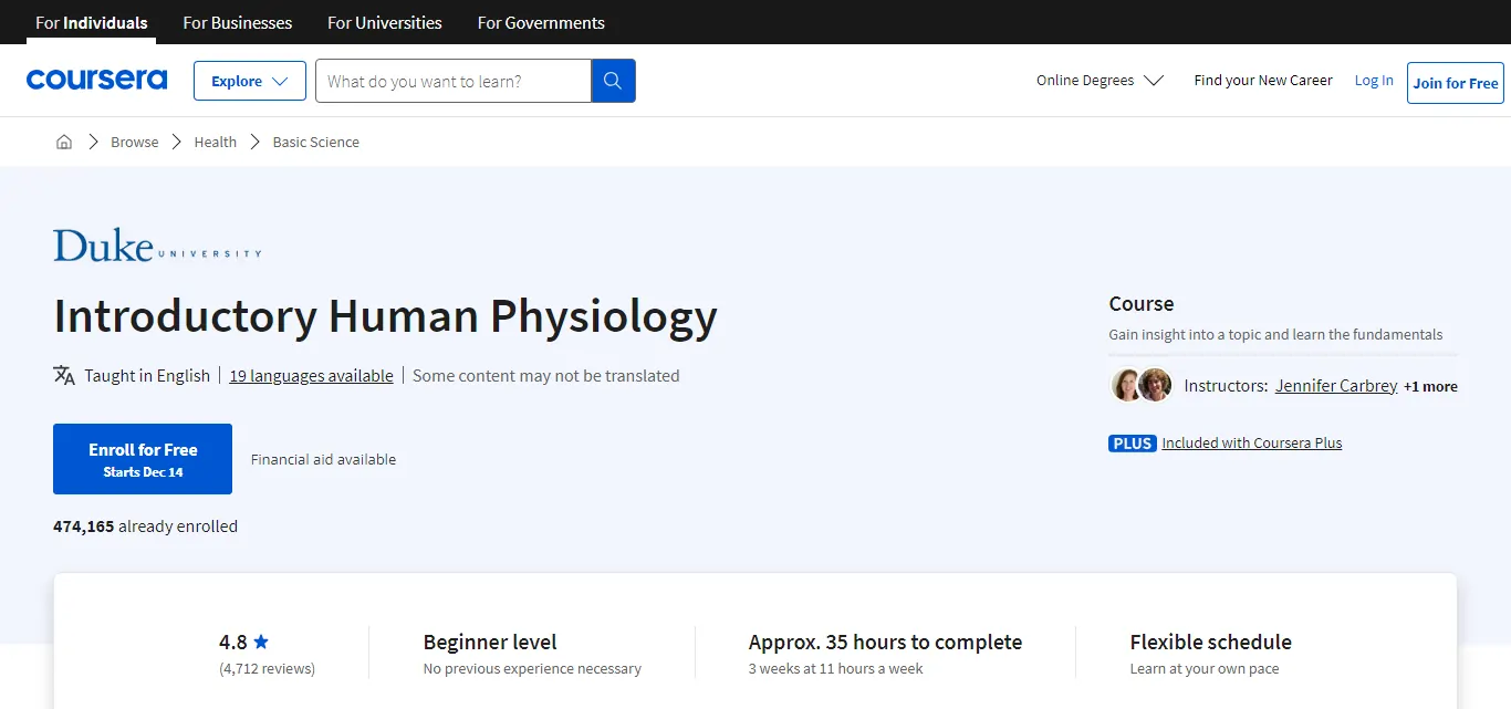 Introductory Human Physiology - Duke University