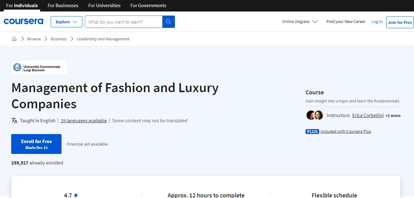 Management of Fashion and Luxury Companies