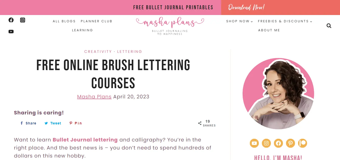 Mashaplans - Free Brush Lettering Courses