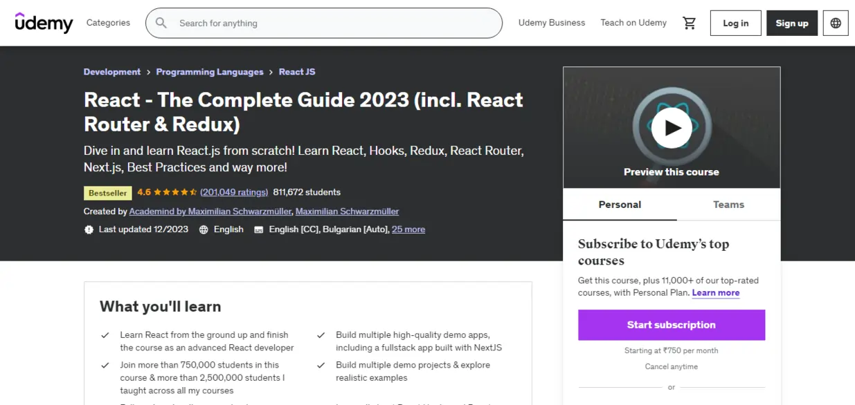 React - The Complete Guide