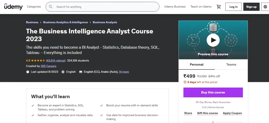 The Business Intelligence Analyst Course