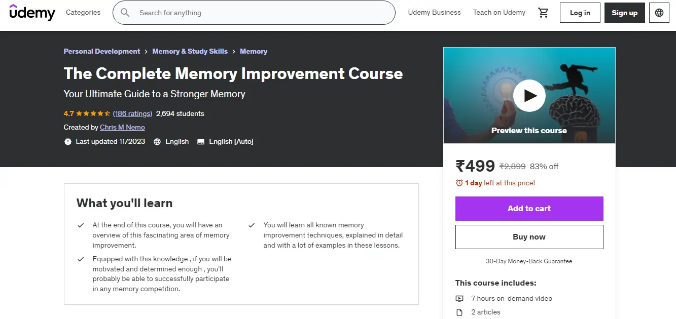 The Complete Memory Improvement course