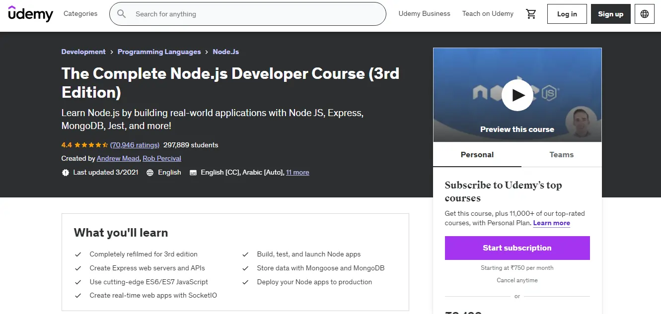 The Complete Node.js Developer Course