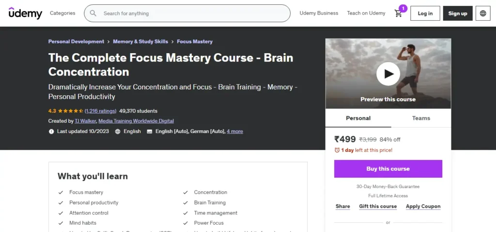 The Complete focus mastery course - brain concentration