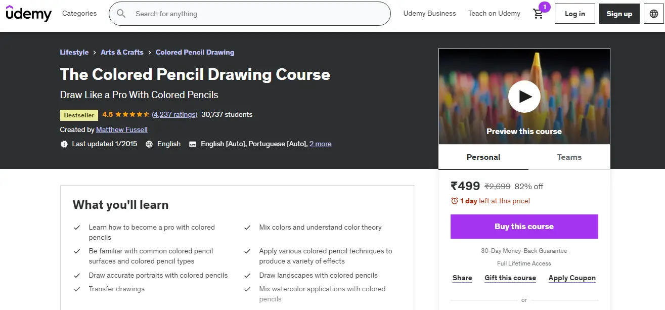 The colored pencil drawing course